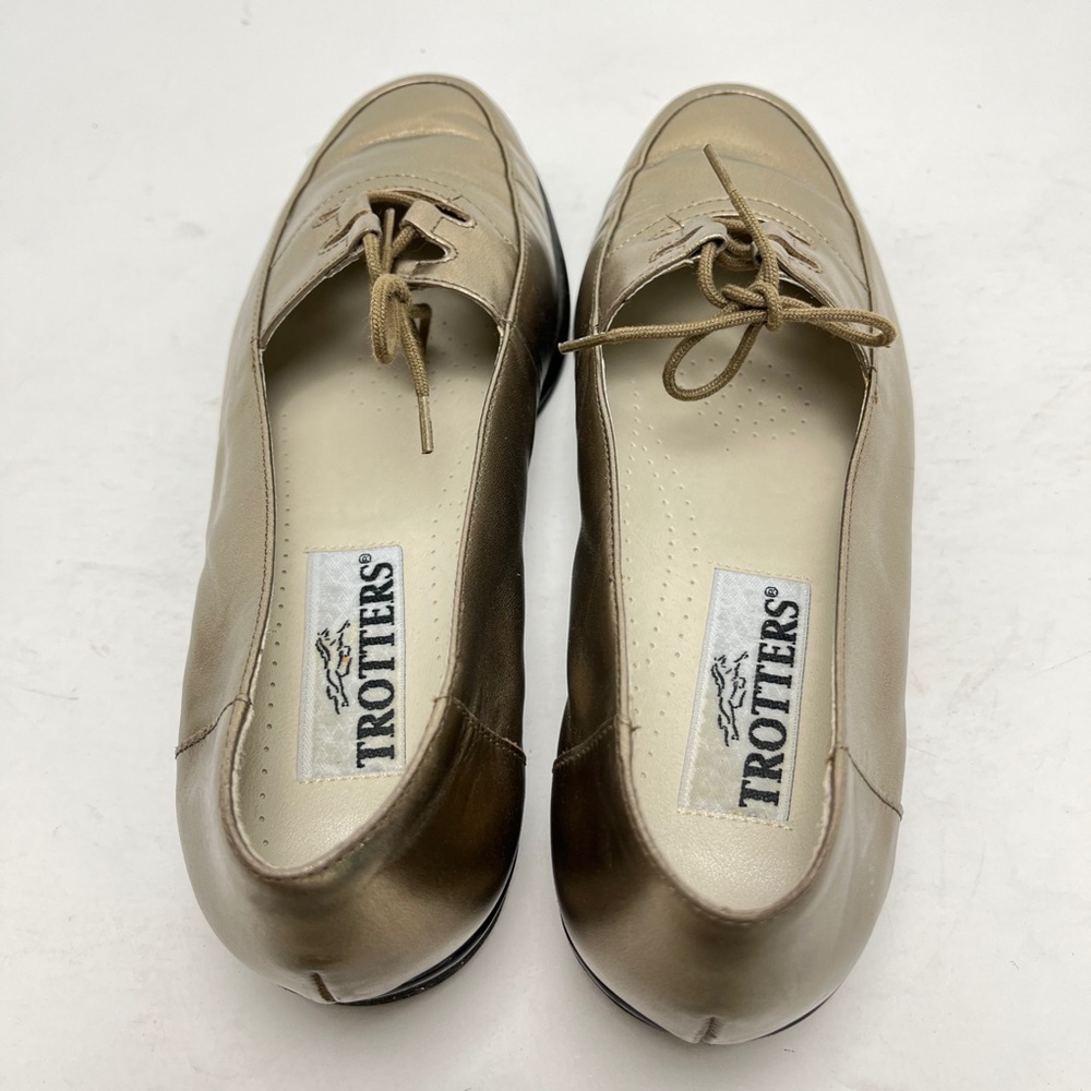 TROTTERS Metallic Gold Genuine Leather Flats Loafers Round Toe Classic Shoes 7 - Picture 11 of 16